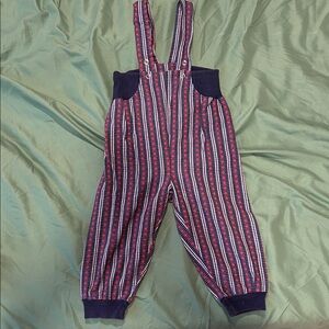 Vintage Striped Kids Suspender Pants